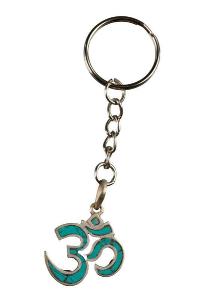 Om Hindou Bijou de Sac - Porte Clé en Métal et Résine Turquoise