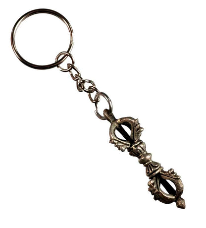Porte-Clé Vajra Argenté en Métal – Artisanat Népalais