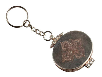 Ghau Tibétain En Argent – Bijou De Sac Porte-Clé Avec Mantra Et Turquoise