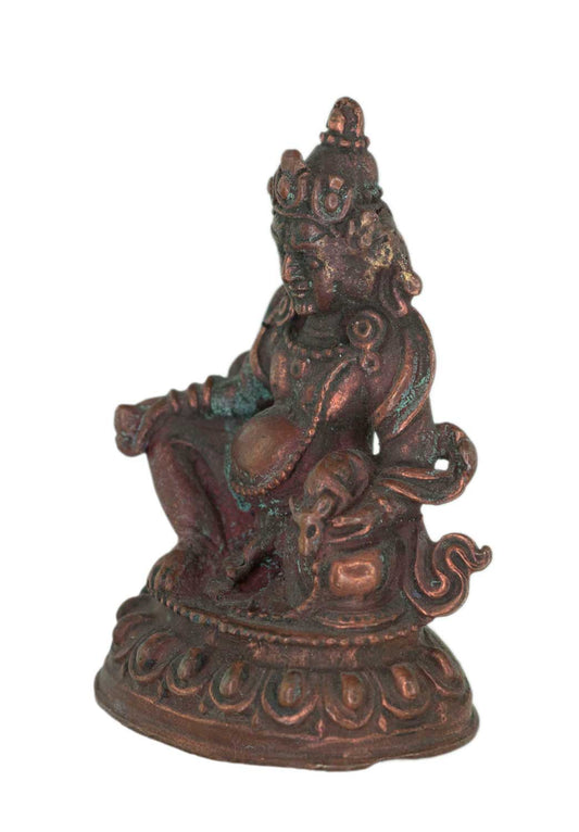 Ancienne amulette statuette Yellow Jambhala en métal – Artisanat tibétain fait main