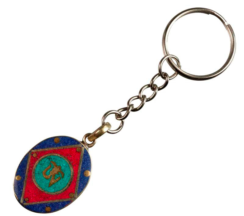 Porte-Clés Om Tibétain Artisanal – Bijou de Sac aux Trois Couleurs