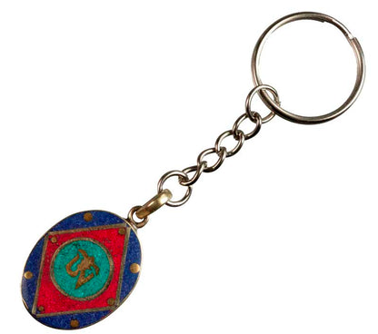 Porte-Clés Om Tibétain Artisanal – Bijou de Sac aux Trois Couleurs