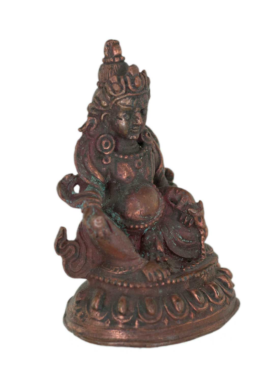 Ancienne amulette statuette Yellow Jambhala en métal – Artisanat tibétain fait main