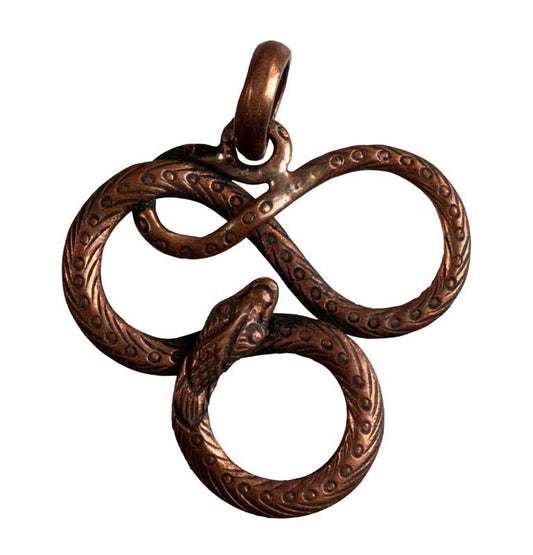 Pendentif Serpent Enroulé en Cuivre du Népal – Bijou de Créateur