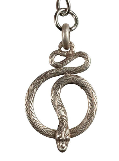 Porte-Clé Serpent Enroulé – Bijou de Sac en Métal Argenté du Népal