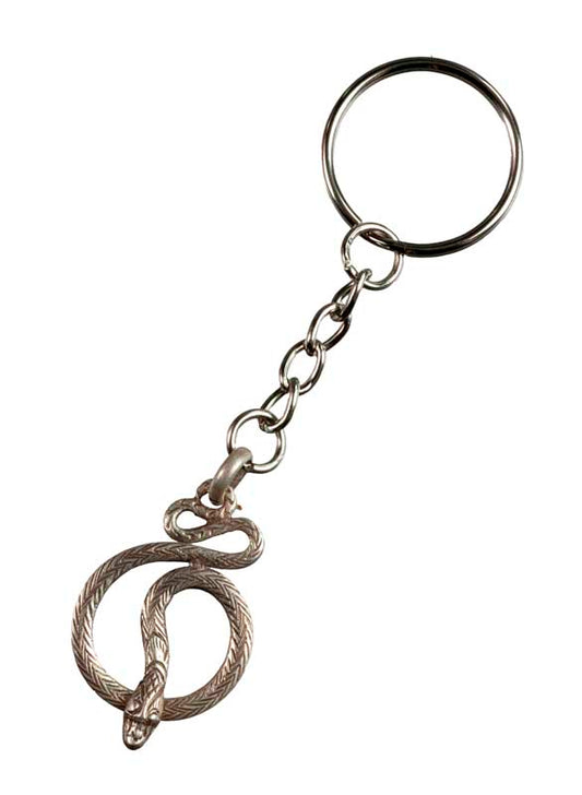 Porte-Clé Serpent Enroulé – Bijou de Sac en Métal Argenté du Népal