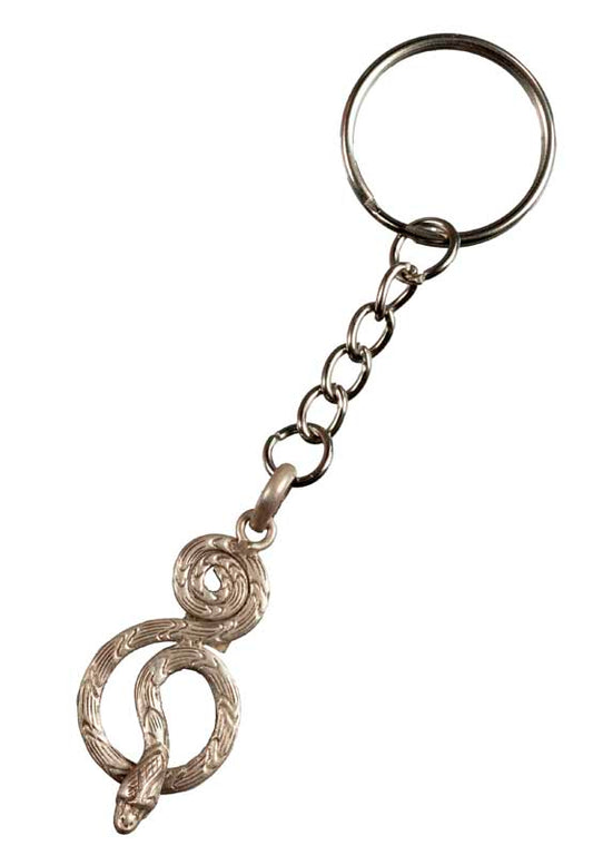 Pendentif Serpent Enroulé – Bijou de Sac en Métal Argenté du Népal