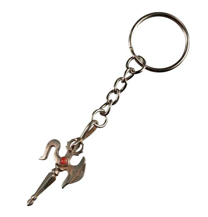 Porte-Clé Parashu Tibétain – Hache Sacrée en Métal Argenté