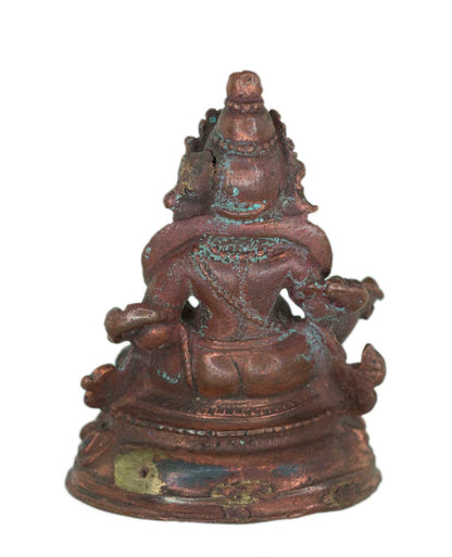 Ancienne amulette statuette Yellow Jambhala en métal – Artisanat tibétain fait main