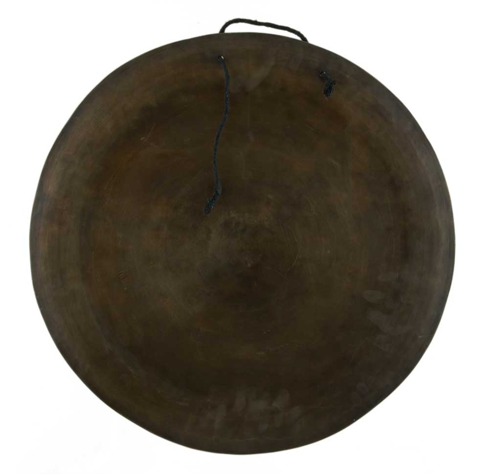 Gong Tibétain Bouddhiste Om et Double Dorje 53,5 cm Gravé - Artisanat du Népal