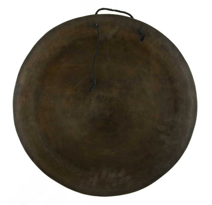 Gong Tibétain Bouddhiste Om et Double Dorje 53,5 cm Gravé - Artisanat du Népal