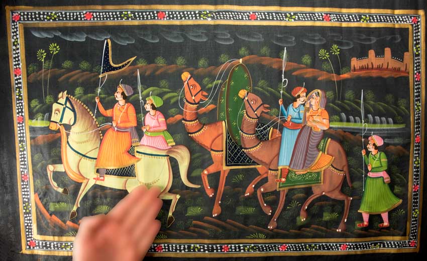 Peinture Moghole Indienne – Chasse Royale du Maharaja et de son Épouse