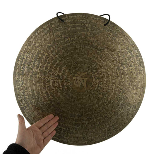 Gong Tibétain Bouddhiste Om Mani Padme Hum Gravé du Népal