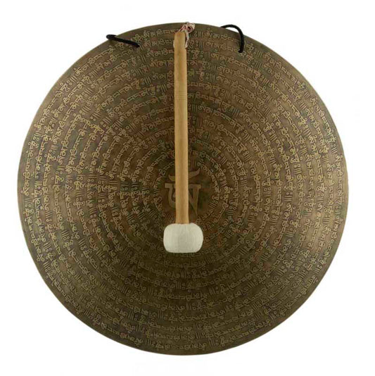 Gong Tibétain Bouddhiste Om Mani Padme Hum Gravé du Népal