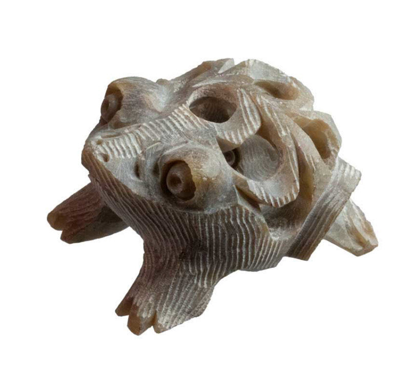 Statuette Grenouille En Stéatite Sculptée À La Main – Artisanat Indien