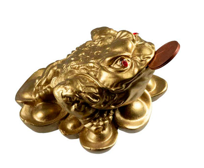 Crapaud De Fortune Jin Chan En Résine Dorée – Symbole De Prospérité
