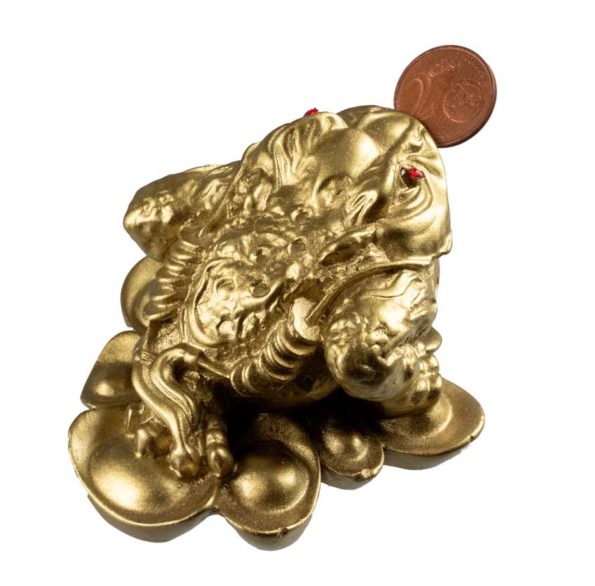 Crapaud De Fortune Jin Chan En Résine Dorée – Symbole De Prospérité