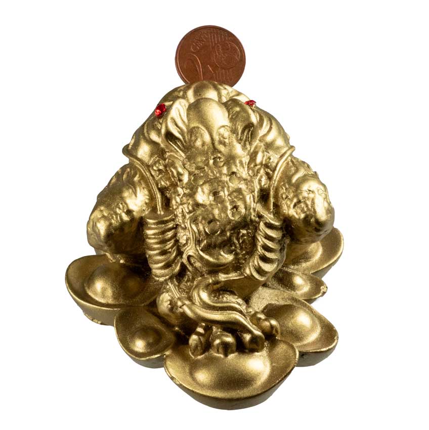 Crapaud De Fortune Jin Chan En Résine Dorée – Symbole De Prospérité