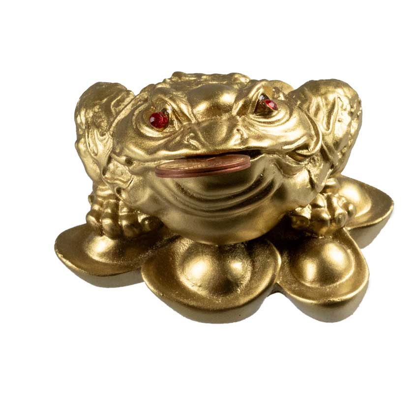 Crapaud De Fortune Jin Chan En Résine Dorée – Symbole De Prospérité