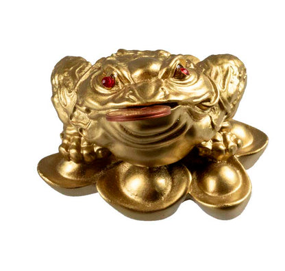 Crapaud De Fortune Jin Chan En Résine Dorée – Symbole De Prospérité