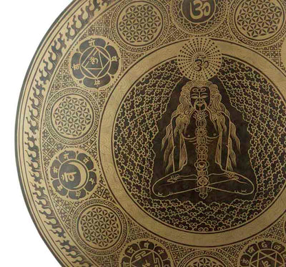 Gong Tibétain Bouddhiste Yogi 7 Chakras 52 cm Gravé - Prières Mantra du Népal