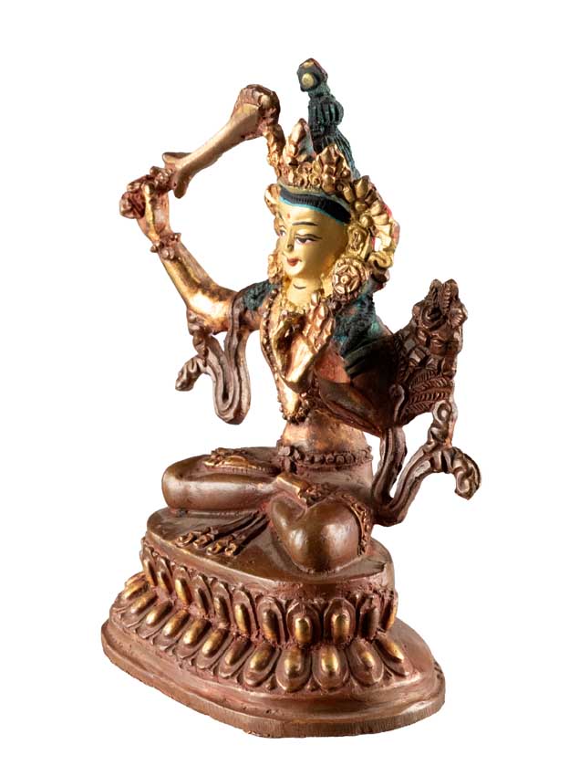 Statue Bouddhiste Tibétaine Manjushri en Alliage de Cuivre 10,5 cm – Symbole de Sagesse du Népal