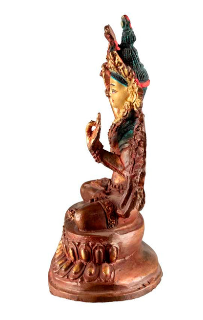 Statue Bouddhiste Tibétaine Manjushri en Alliage de Cuivre 10,5 cm – Symbole de Sagesse du Népal