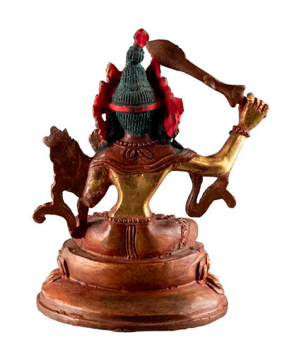 Statue Bouddhiste Tibétaine Manjushri en Alliage de Cuivre 10,5 cm – Symbole de Sagesse du Népal