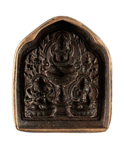 Moule Tsa-Tsa Bouddhiste Tibétain Ancien – Divinités De Longue Vie En Alliage De Cuivre