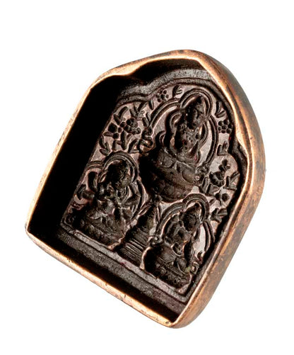 Moule Tsa-Tsa Bouddhiste Tibétain Ancien – Divinités De Longue Vie En Alliage De Cuivre