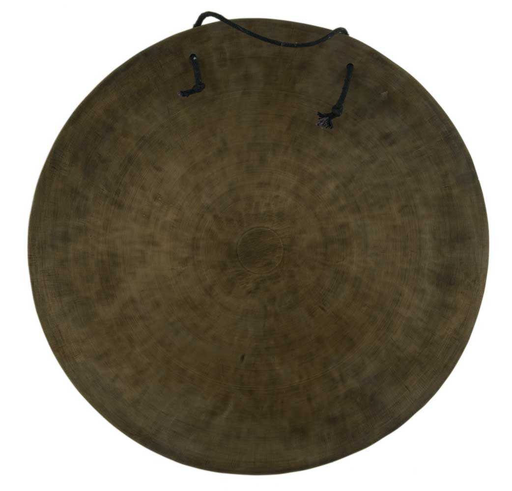 Gong Tibétain Bouddhiste Huit Symboles Auspicieux Gravé du Népal