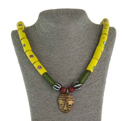 Collier Ethnique Naga Konyak En Perles De Verre Et Laiton – Artisanat Du Nagaland