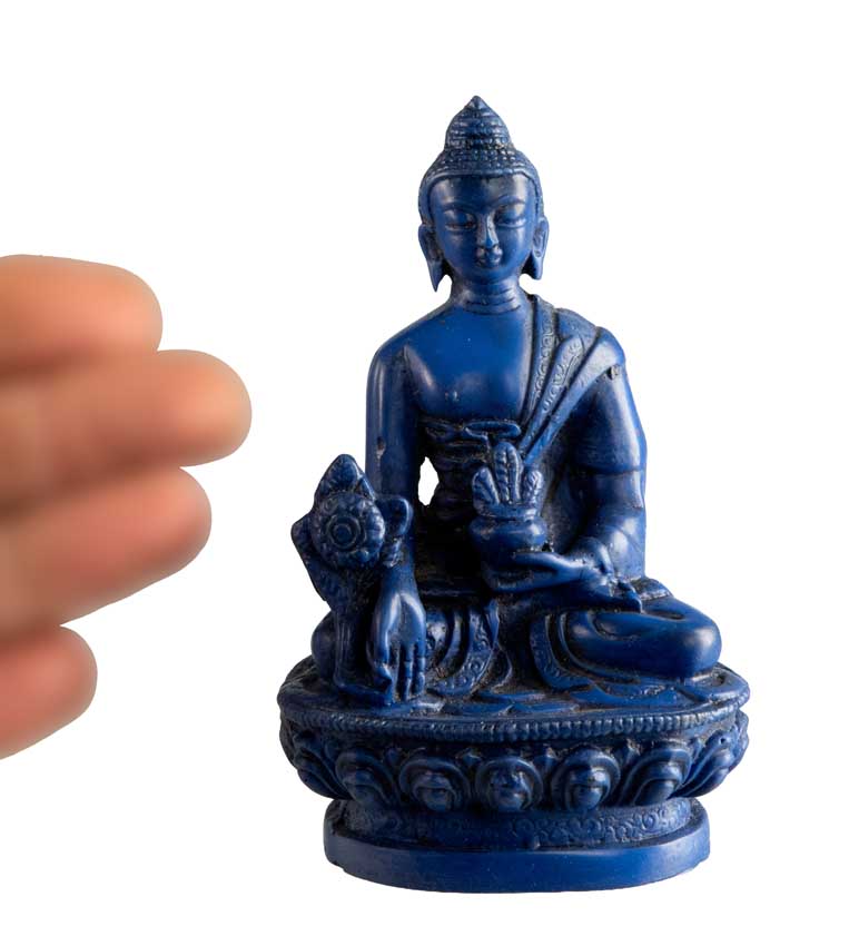 Statue Bouddha Médecine Bhaisajyaguru en Résine Bleue 11 cm – Artisanat Népalais