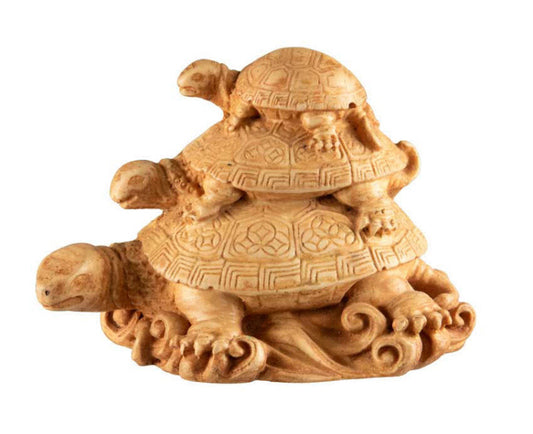 Statue Tortue Feng Shui – Triade De Tortues En Résine Du Népal