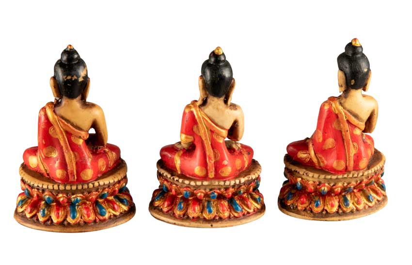 Ensemble Cinq Bouddhas de Méditation Dhyani en Résine – Artisanat Népalais