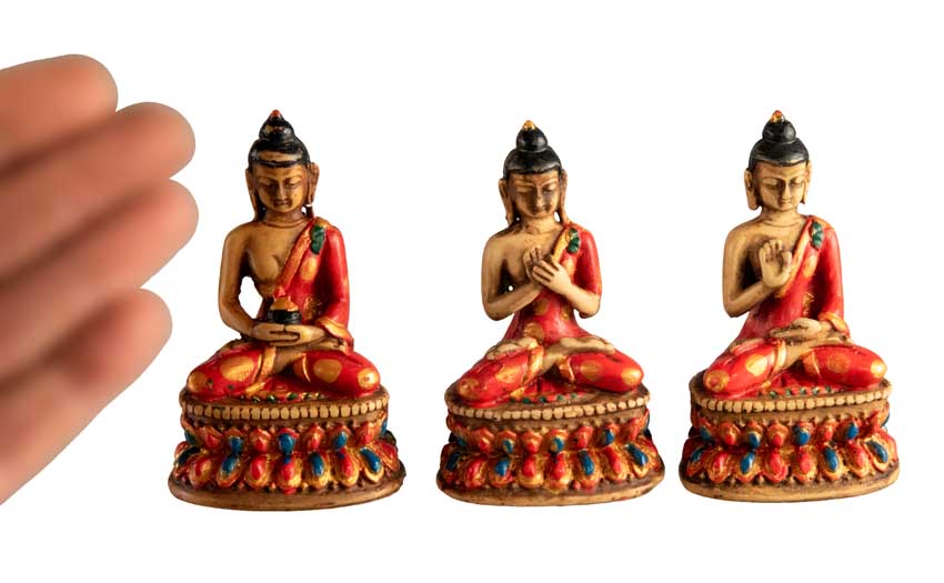Ensemble Cinq Bouddhas de Méditation Dhyani en Résine – Artisanat Népalais