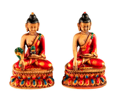 Ensemble Cinq Bouddhas de Méditation Dhyani en Résine – Artisanat Népalais