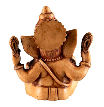 Statue Ganesh Assis En Résine Beige – Artisanat Népalais