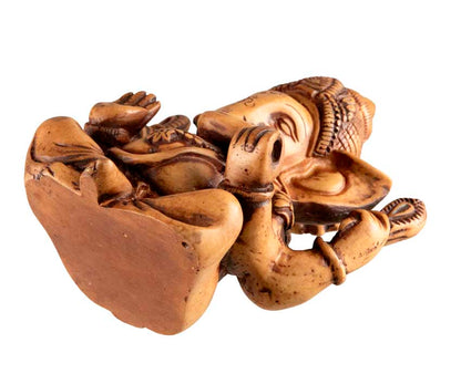 Statue Ganesh Assis En Résine Beige – Artisanat Népalais