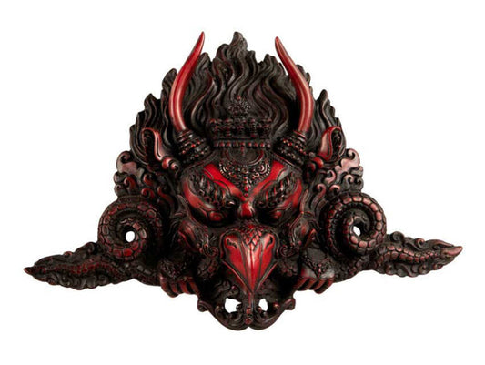 Masque Garuda en Résine Bordeaux 25,5 cm – Décoration Murale Népal