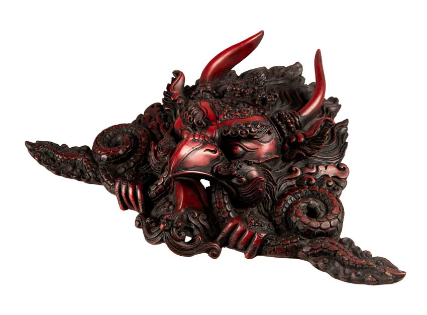 Masque Garuda en Résine Bordeaux 25,5 cm – Décoration Murale Népal