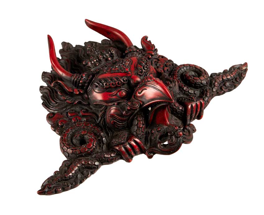 Masque Garuda en Résine Bordeaux 25,5 cm – Décoration Murale Népal