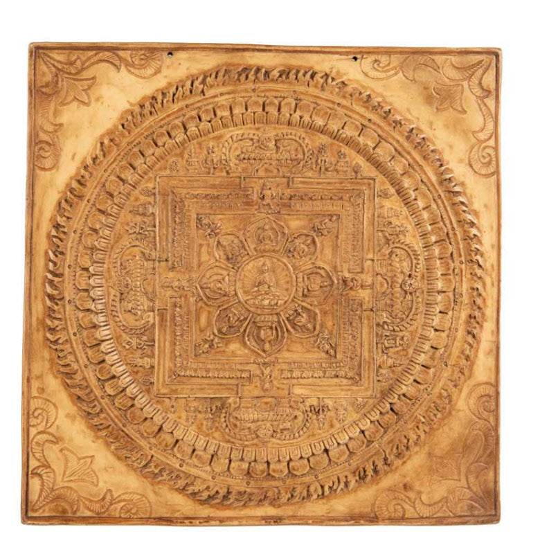 Plaque Murale Mandala Des Cinq Dhyani Bouddhas – Résine Artisanale Du Népal