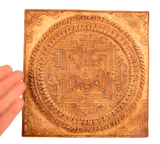 Plaque Murale Mandala Des Cinq Dhyani Bouddhas – Résine Artisanale Du Népal