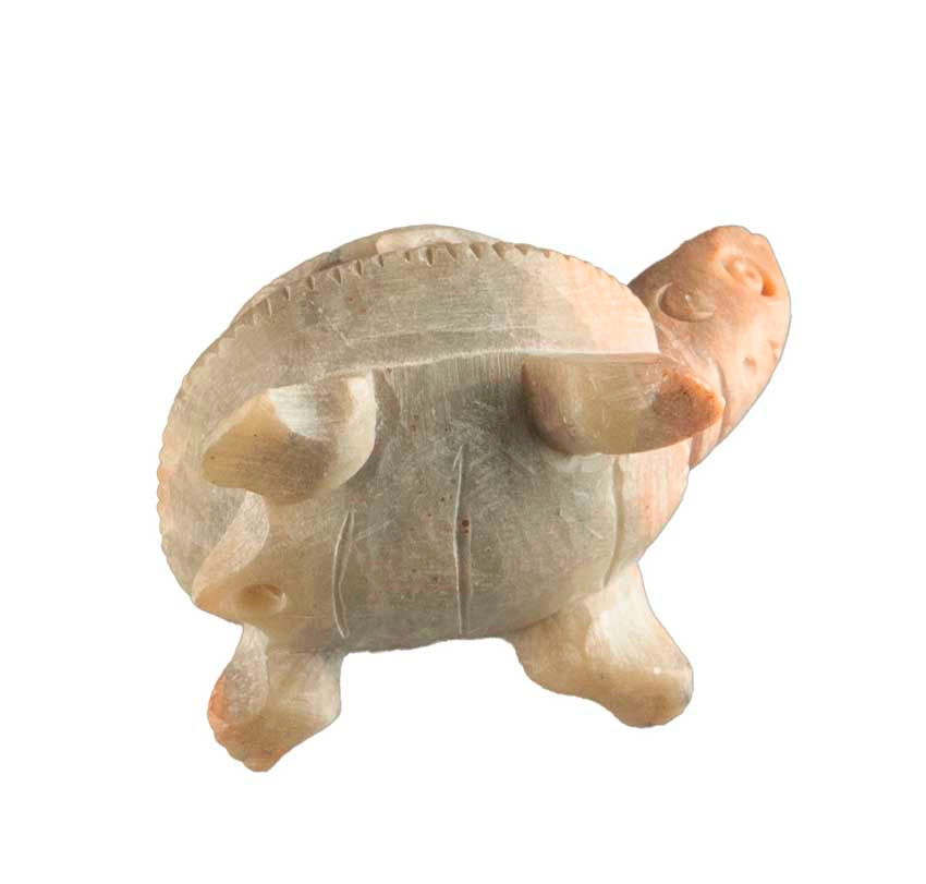 Tortue Ajourée En Stéatite – Sculpture Artisanale Avec Tortue Miniature En Inde