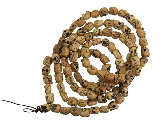 Mala Tibétain Crâne Tête De Mort En Os De Yak – Chapelet Bouddhiste 108 Perles