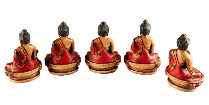 Ensemble Cinq Bouddhas de Sagesse Dhyani en Résine – Artisanat Népalais