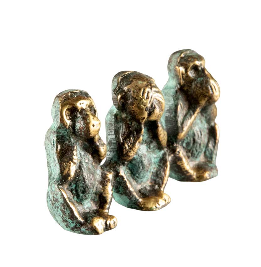Trois Singes De La Sagesse En Bronze – Statuette Symbolique