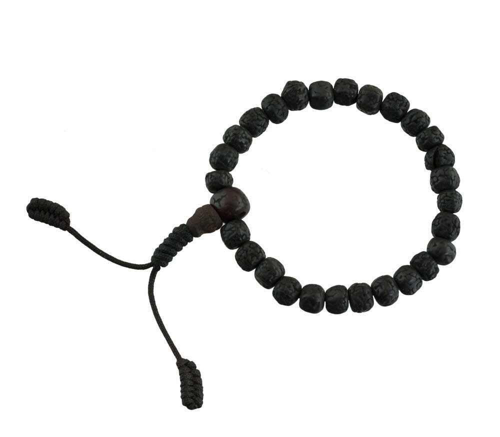 Bracelet Tibétain En Graines De Rudraksha – Finition Antique Ajustable