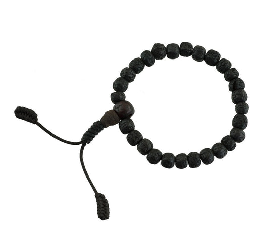 Bracelet Tibétain En Graines De Rudraksha – Finition Antique Ajustable